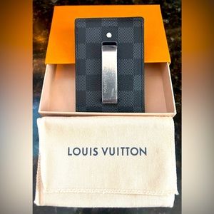 LV Damier Graphite Pince Card Holder Bill Clip
